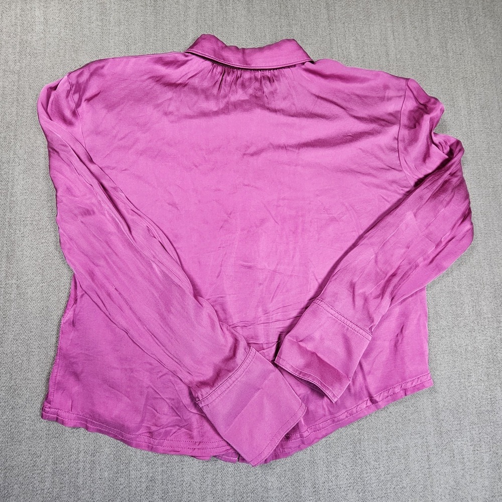 Pilcro Anthropologie Women's Satin Button Down Long Sleeve Pink Shirt Sx XS - Picture 2 of 10